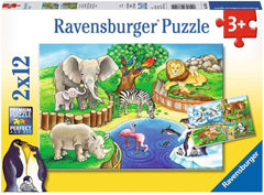 Ravensburger Puzzle dla dzieci - 07602 Zwierzęta w zoo - Puzzle dla dzieci od 3 lat, zawierające 2X12 elementów Puzzle Naty Shop Domyślny tytuł