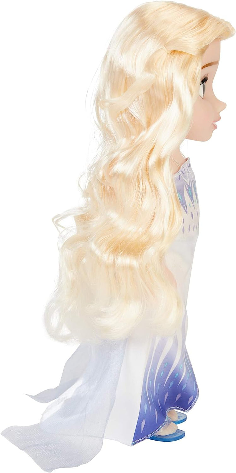 Păpușa Elsa, Regina Zăpezii, Disney Frozen 2 – 35 cm înălțime, păpușă poziționabilă, într-o rochie la modă emblematică și cu păr lung și despletit pentru distracție suplimentară, pentru fete de la 3 ani în sus, 214894