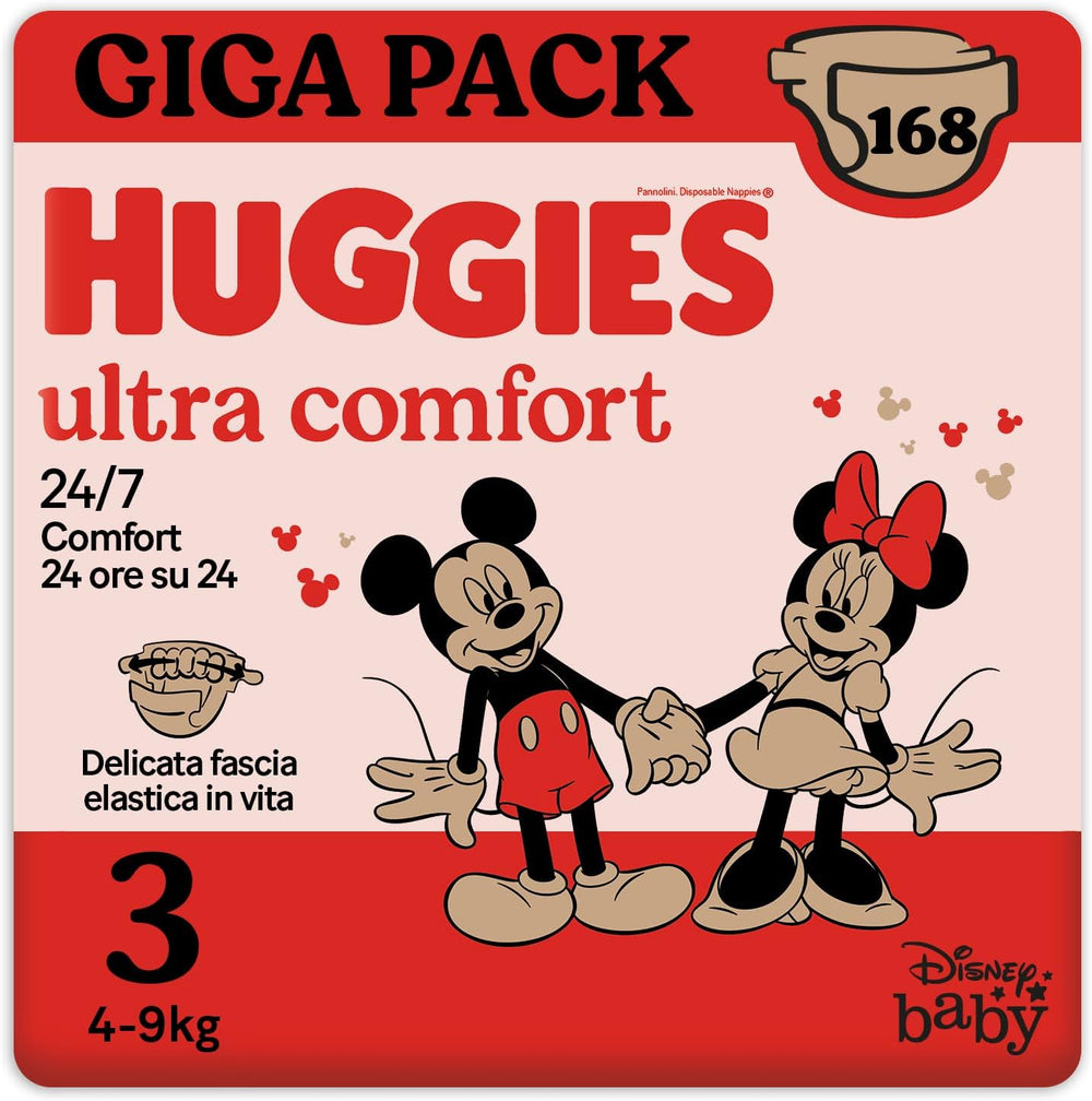 Pieluchy Huggies Ultra Comfort, rozmiar 3 (4-9 kg), wzór Disney, 168 sztuk