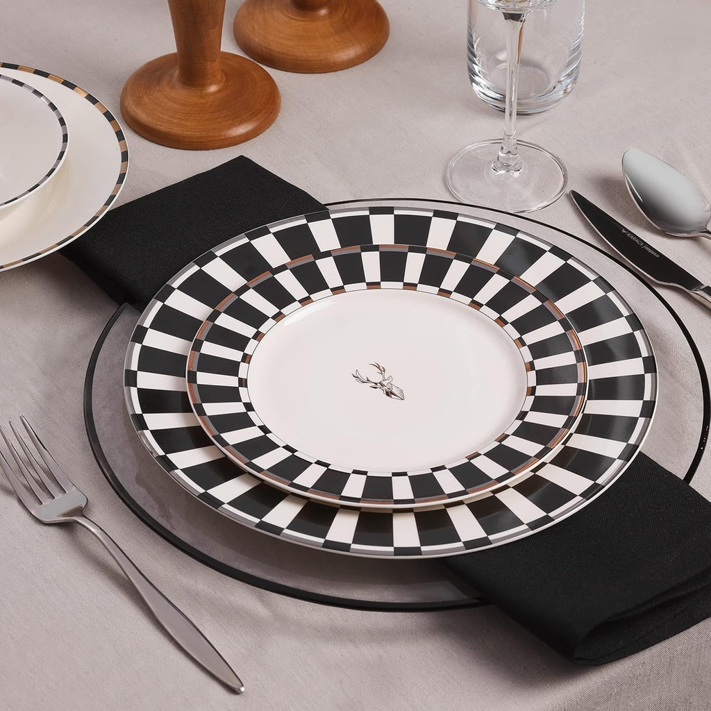 Karaca Aries 24 Teilge Für 6 Personen Kombiservice, Tafelservice, Geschirr-Set, 6X Servierteller, 6X Stück Tiefer Teller, 6X Kuchenteller, 6X Schalen, Porzellan Seturi vesela masa Naty Shop