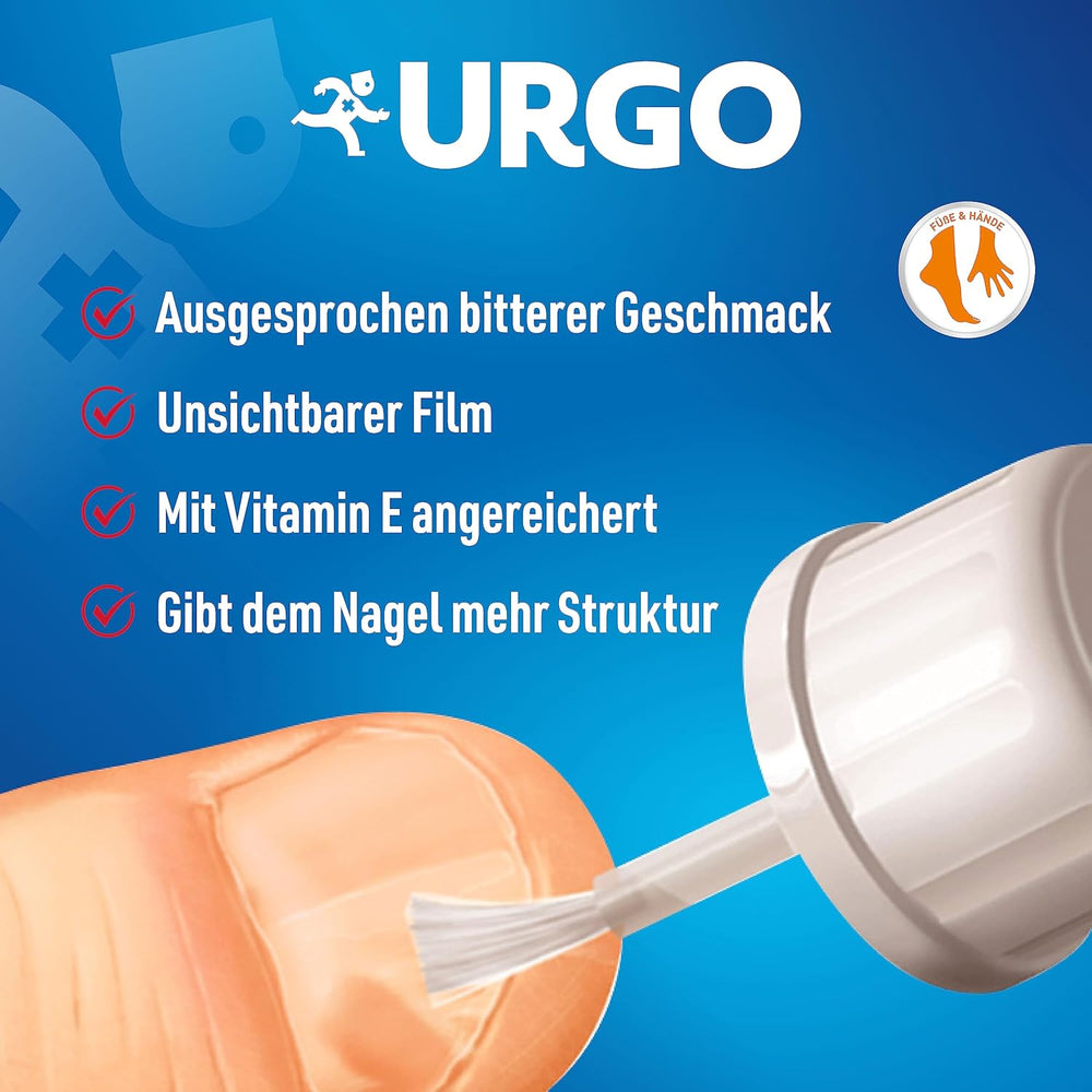 Urgo - Stop Red Nails - przezroczysty lakier do paznokci o gorzkim smaku - na obgryzione i zniszczone paznokcie oraz ssanie kciuka - od 3 roku życia - 9 ml - 40 aplikacji