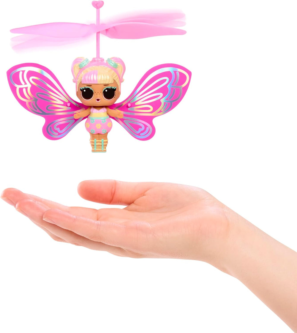 LOL Surprise! Magic Flyers Fairies Tots - Flower Child - Include 1 păpușă și 1 baghetă magică, într-un pachet în formă de floare, 2 de colecționat, Rose