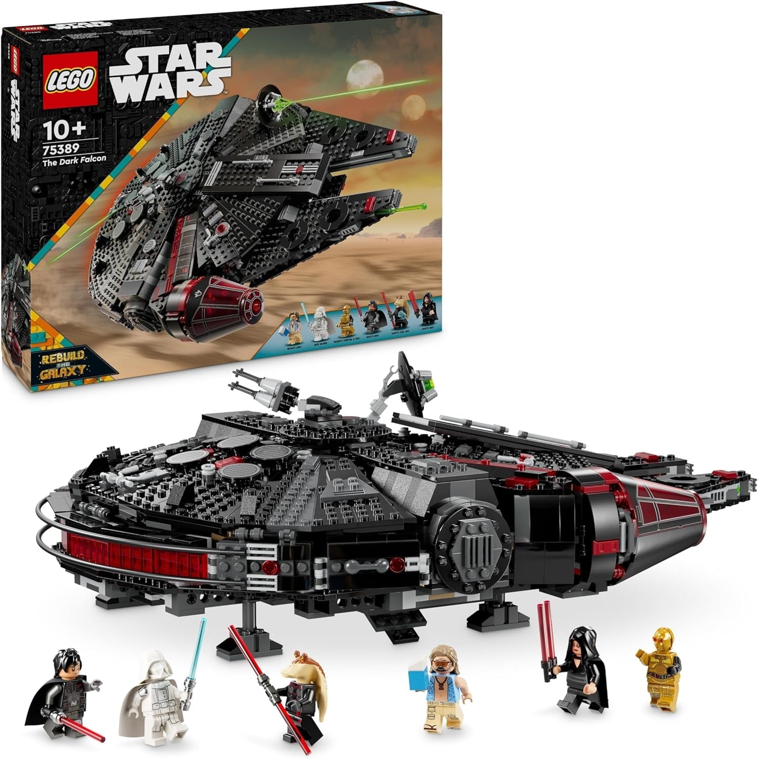 LEGO Star Wars Dark Millennium Falcon, zestaw statku kosmicznego, zabawka do budowania dla dzieci, prezent urodzinowy dla chłopców, dziewcząt i fanów, zabawka przygodowa 75389 Zestawy do budowania Besuche den LEGO-Store Domyślny tytuł
