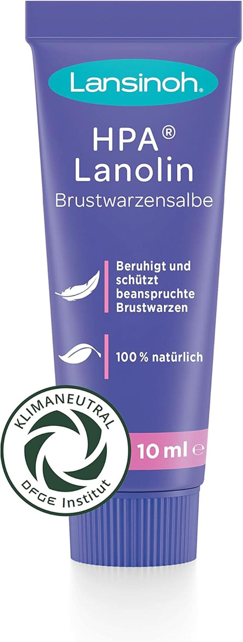 Lansinoh HPA Lanolina Brustwarzensalbe, 10 Ml - 100% Natürlich - Beruhigt & Schützt Beanspruchte Brustwarzen - Klimaneutral, 10940, Farblos Akcesoria Żywność i karmienie piersią Baby Naty Shop Hpa 10 Ml Klimaneutral