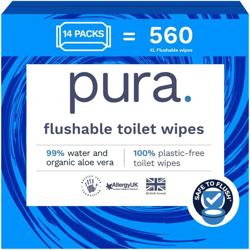 Ekologiczne jednorazowe chusteczki nawilżane 560 chusteczek (14 x 40 chusteczek) Opakowanie miesięczne 100% bez plastiku 99% wrażliwe na wodę Chusteczki nawilżane delikatne do spłukiwania Certyfikowane biodegradowalne wegańskie