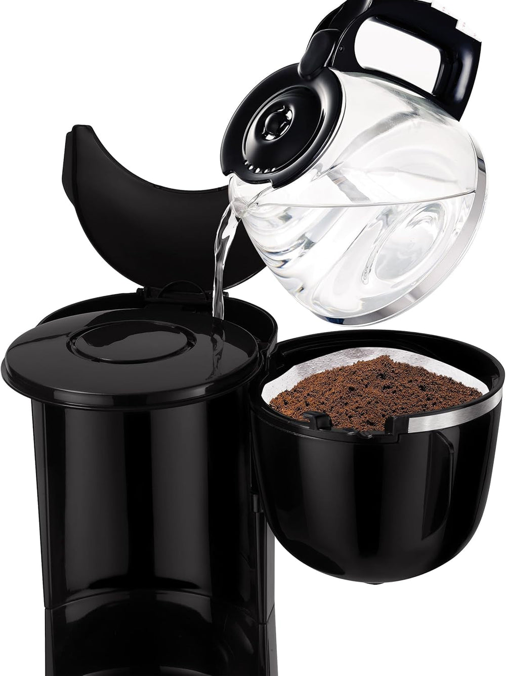 Tefal CM3408 Cafetieră mini din sticlă (600 W, 6 cești) negru/oțel inoxidabil, CM340811