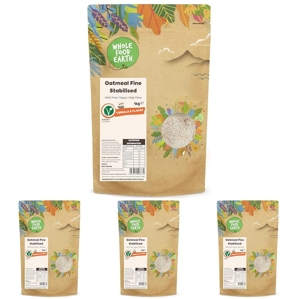 Wholefood Earth Fine Oats - bez GMO - wegańskie - bez nabiału - bez dodatku cukru 1 kg