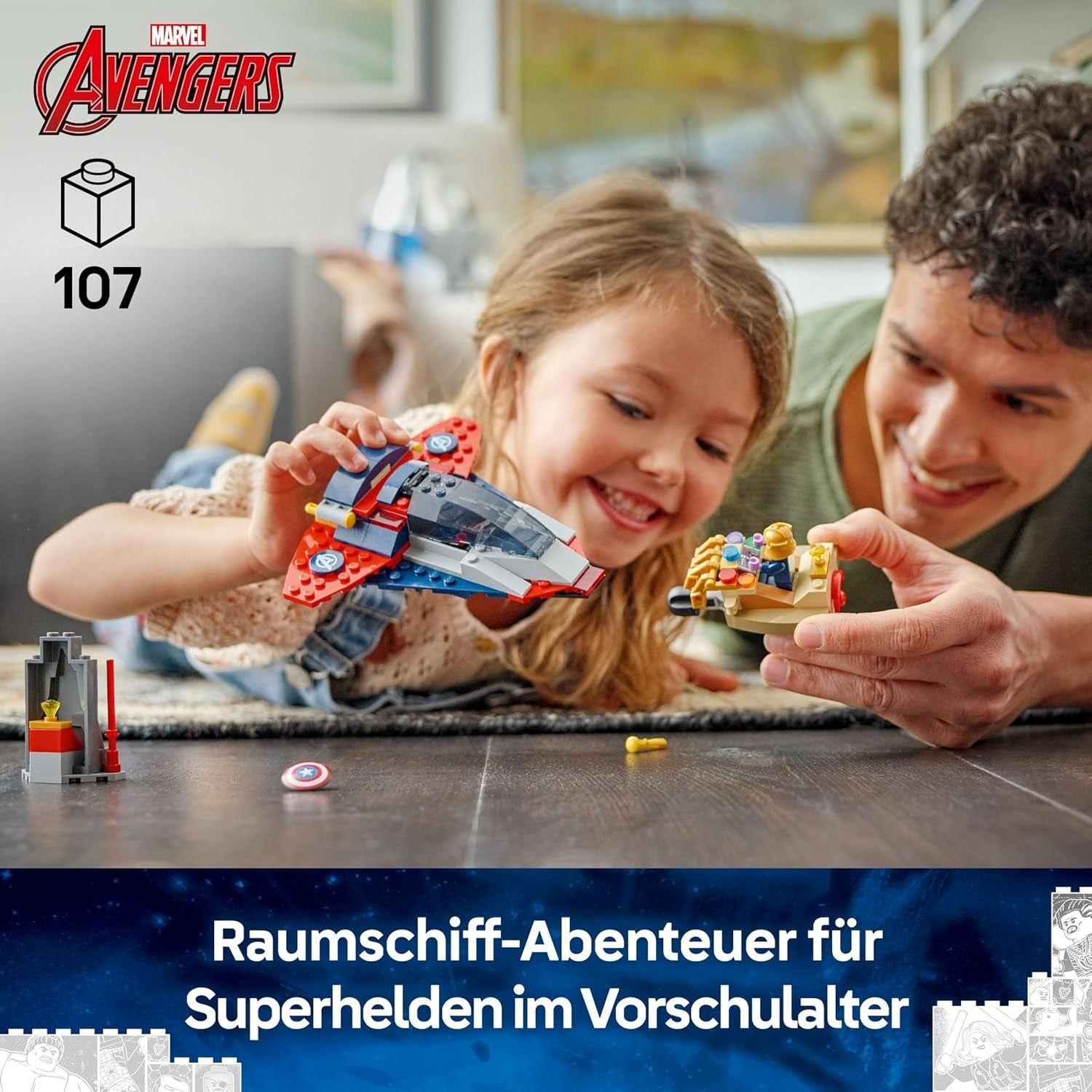 LEGO ǀ Marvel Captain America vs. Thanos - Kinder Spielzeug mit Minifiguren - Kreatives Geschenk für Jungen und Mädchen ab 4 Jahren - Superhelden Spielset zum Ausstellen und Sammeln - 76319