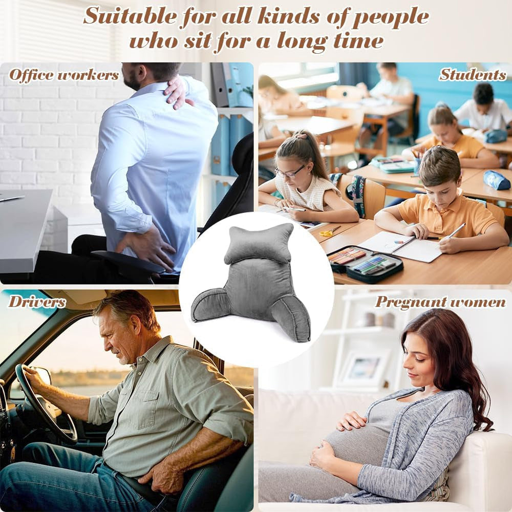 Pernă de citit, pernă de spate cu rolă de gât și brațe detașabile, pernă de odihnă la pat pentru utilizare în pat sau pe canapea, pernă de spătar pentru citit, lucru și joacă