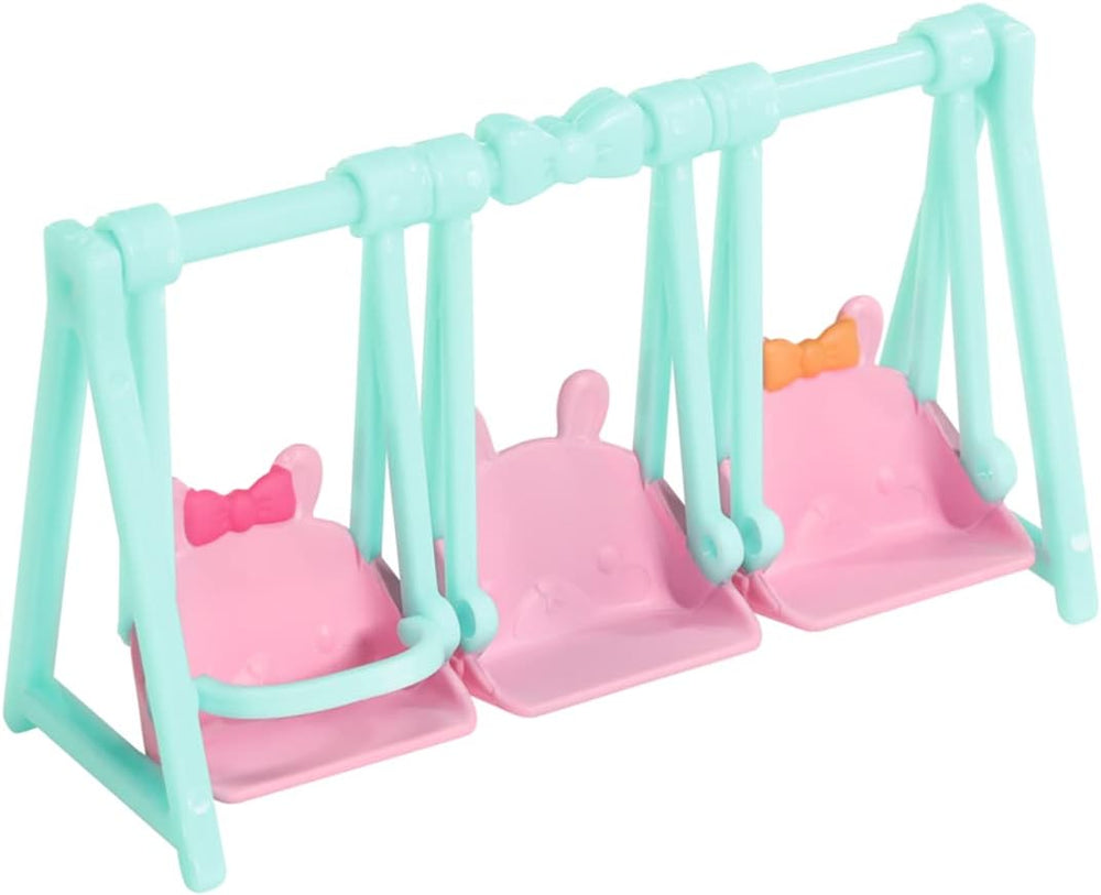 BABY born 904763 Autobuz Surpriză Bebeluși - autobuz de jucărie roz pentru păpuși mini mici, cu 2 păpuși exclusive, cărucior triplu, balansoar, carusel, tobogan și leagăn triplu.