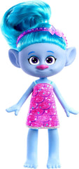 Mattel DREAMWORKS TROLLS Gemeinsam Stark – Haarige Überraschungen Chenille Puppe mit leuchtend blauem Haar zum Stylen, lila Stirnband, für Kinder ab 3 Jahren, HNF15