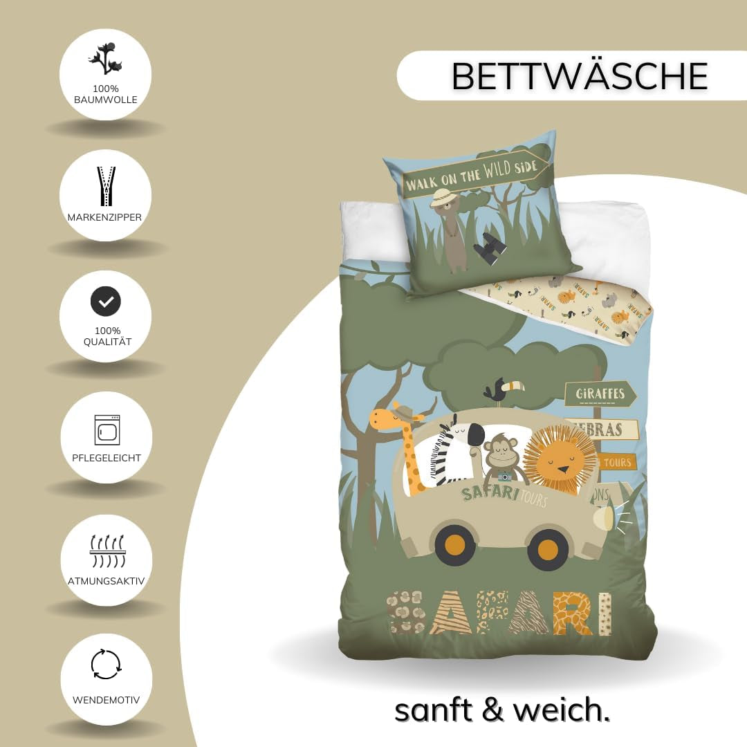 Komplet pościeli dziecięcej, zwierzątka, 100% bawełna, zapinana na zamek Pościel - dziecięca Sklep Naty