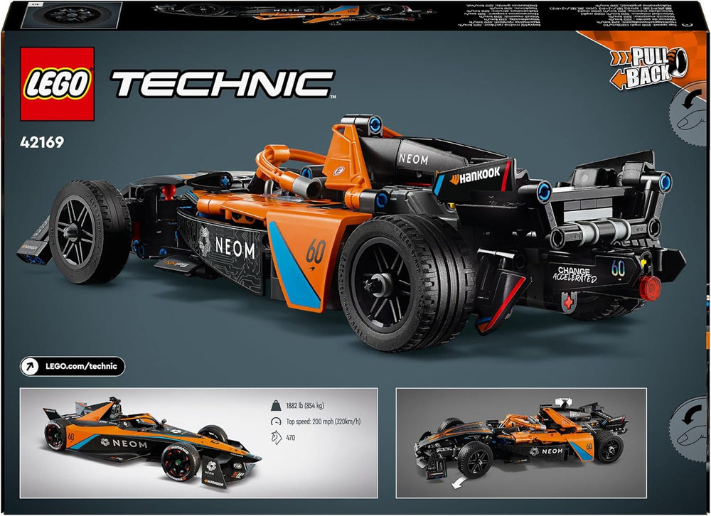 LEGO Technic Samochód wyścigowy Formuły E NEOM Mclaren, zabawka samochodu wyścigowego dla 9-letnich chłopców i dziewcząt, zestaw modeli samochodów, dekoracje do pokoju dziecięcego, pomysł na prezent urodzinowy 42169 Zestawy do budowania Szukaj w sklepie LEGO
