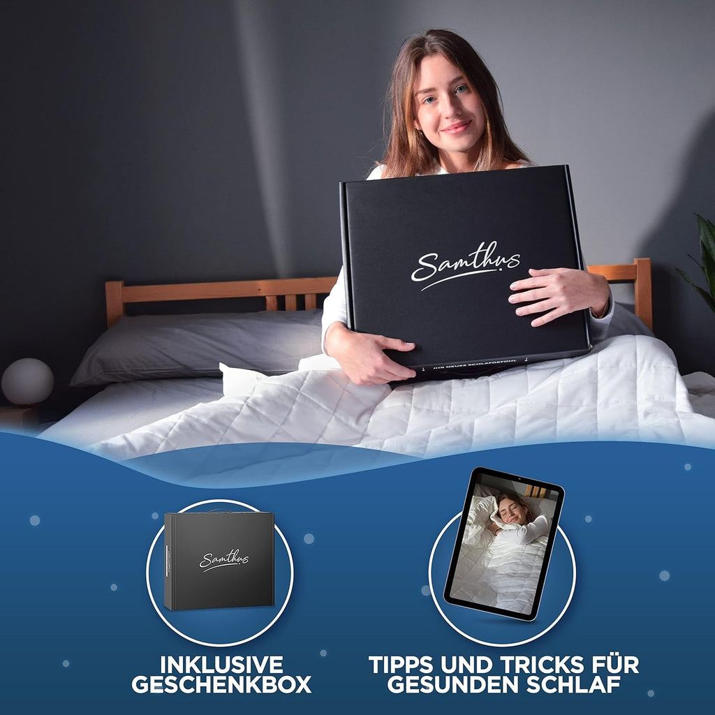 Samthus Pătură ponderată 135X200Cm 6Kg Certificată Oeko-Tex - Pătură de relaxare 100% bumbac - Pătură grea antistres și de terapie - Dormiți mai bine cu pătura noastră grea - Pătură ponderată Paturi si Cuverturi Besuche den Samthus-Store