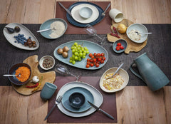 CreaTable, 22139, seria PIETRA, set de veselă din 4 piese pentru 4 persoane, set de farfurii din gresie, potrivit pentru mașina de spălat vase și cuptorul cu microunde, fabricat în Europa