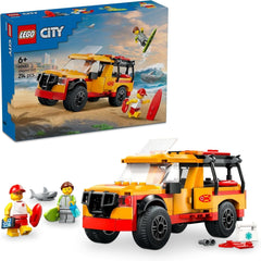 LEGO City Lifeguard Emergency Vehicle - Vehicul de teren cu 2 minifigurine și rechin - Set de construcție pentru fete și băieți cu vârsta peste 6 ani - Idee de cadou pentru surferi și fani ai sporturilor nautice 60453 Seturi de constructie Besuche den LEGO-Store Titlu implicit