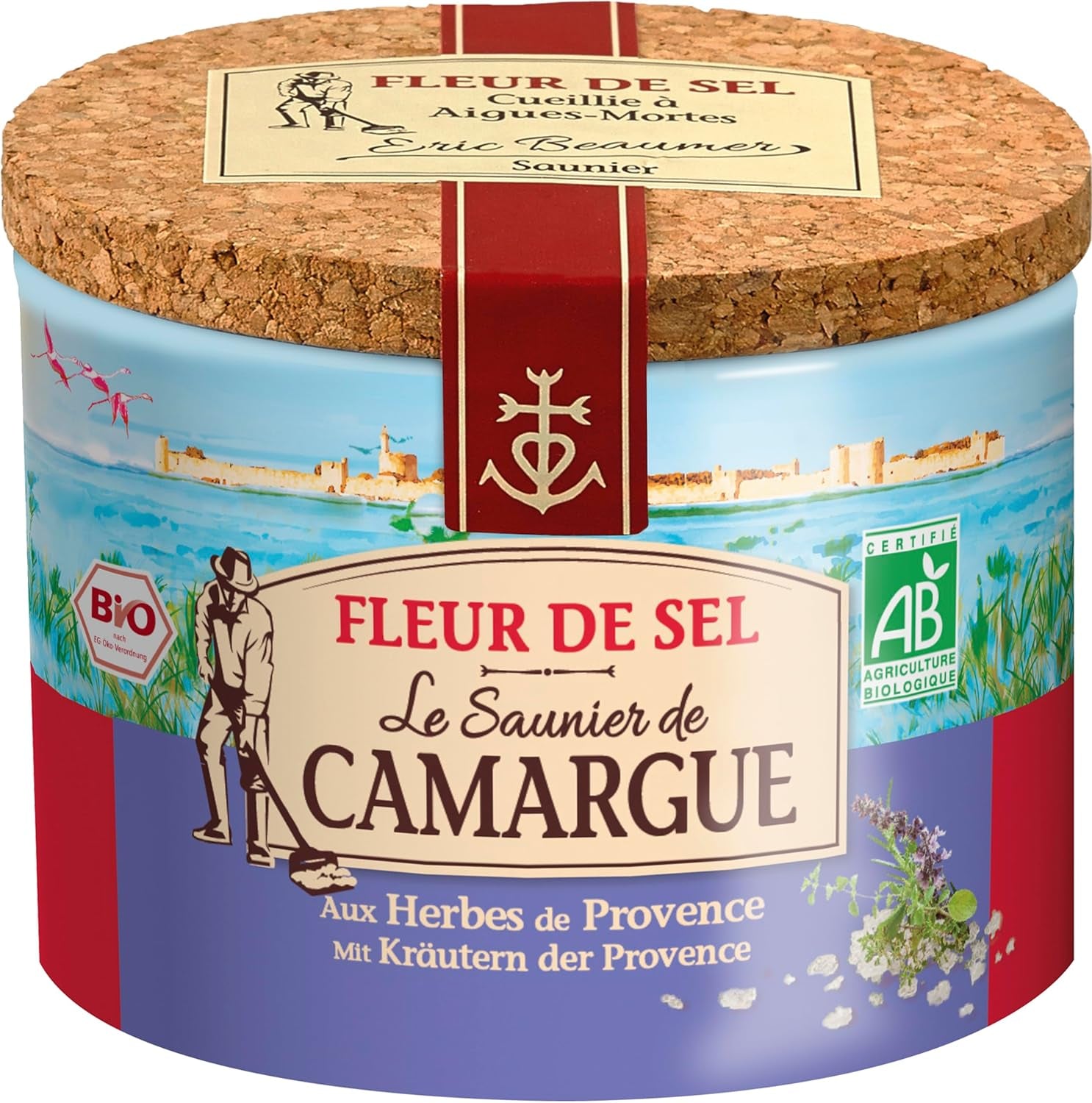 Le Saunier de Camargue Fleur De-Sel Citrone Thymian w dawce 125 g, Premium Meersalz aus Süd-Frankreich, Ideal als Finishing von Speisen und zum Verfeinern von Gerichten