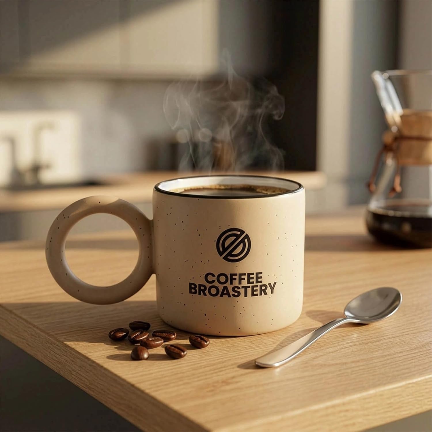 Geschenkset – Brasilianischer Guaxupe Premium-Kaffee (ganze Bohnen) 1 kg + Kaffeekaramellen 250 g + Keramiktasse 300 ml