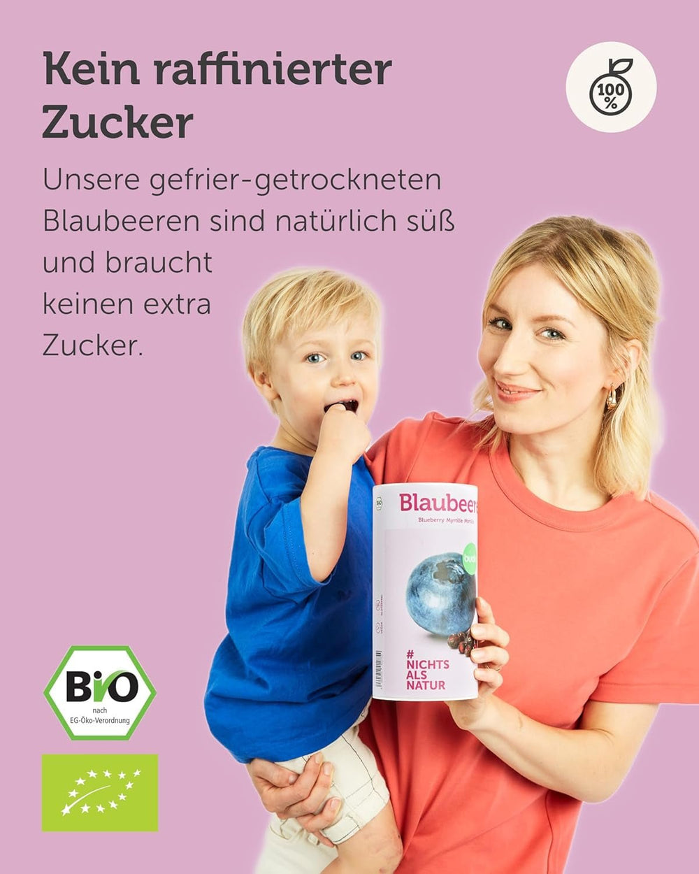 Afine organice liofilizate BUAH® | Afine organice liofilizate fără zahăr adăugat | 100% fructe liofilizate (vegan, fără gluten, fără lactoză) | Gustare ideală (140g) Produse deshidratate Naty Shop