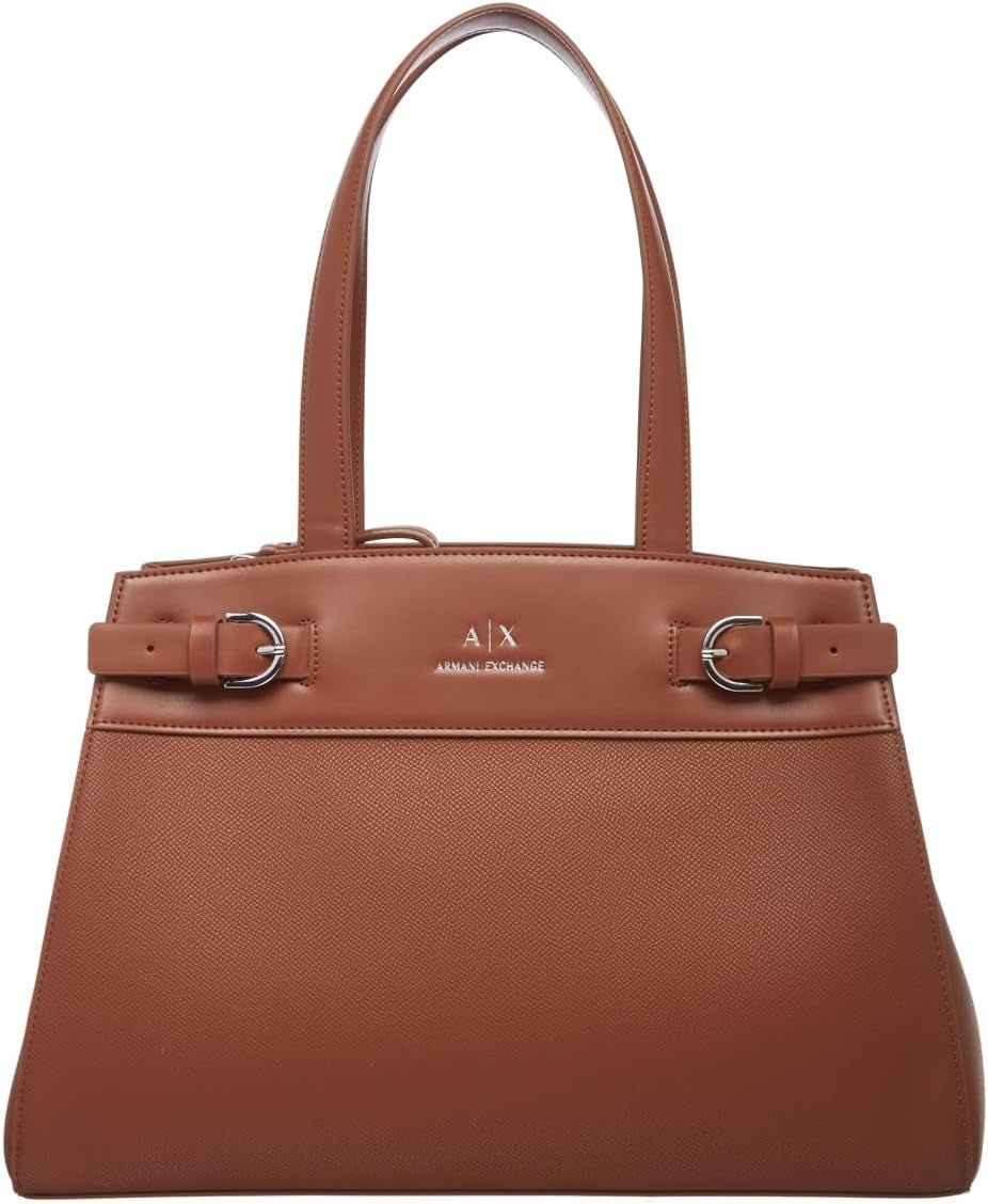 Armani Exchange Women's Essential, Milano 91, Geantă tote Double Bucke L Genti Femei Naty Shop Maro deschis
