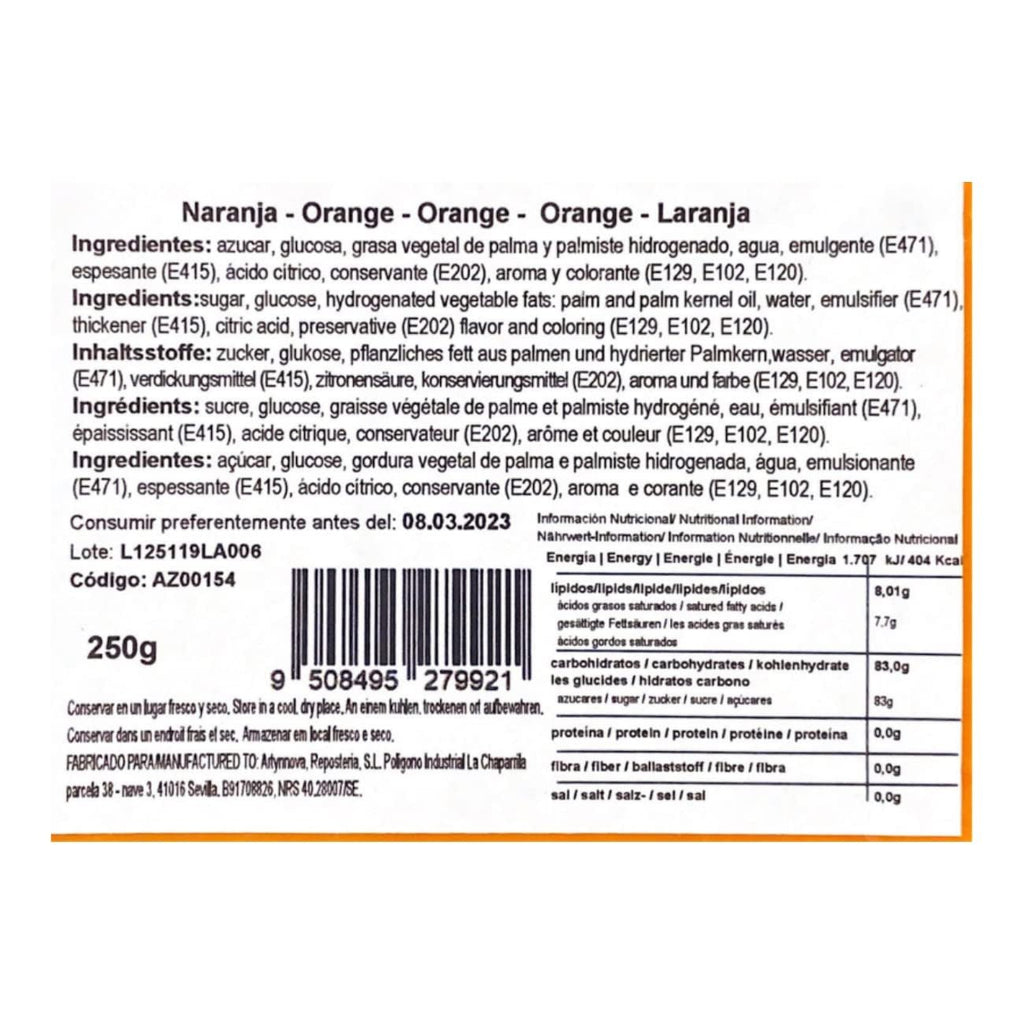 Azucren - Azudant - Roll fondant - Ușor de utilizat, neted, flexibil, moale și pliabil - Perfect pentru decorarea torturilor, halal, kosher - Fără gluten - 250G (Orange) Pasta de zahar Naty Shop