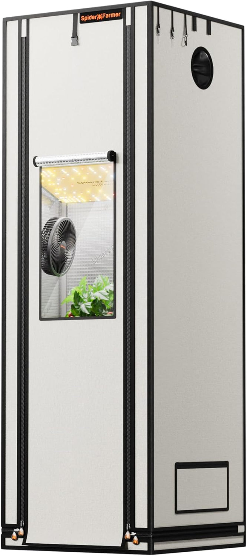 Namiot do uprawy Spider Farmer Pro 70x140x200 cm z drzwiami rolowanymi, oknem obserwacyjnym, zdejmowanym panelem podłogowym, tkaniną Mylar 2000D, do hydroponiki wewnętrznej z SF4000, G4500, SE4500