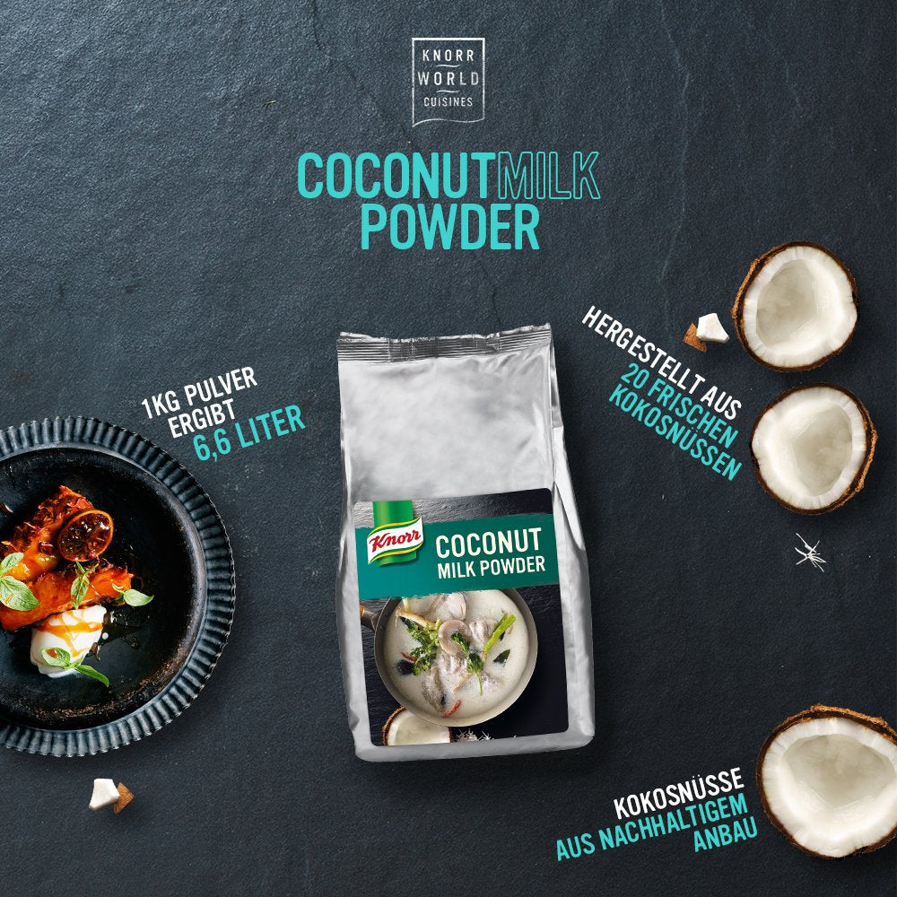 Knorr Kokosmilch Pulver (Mleko w proszku aus 20 frischen Kokosnüssen, ergibt 6,6 litra Kokosmilch) 1er Pack (1 x 1 kg)