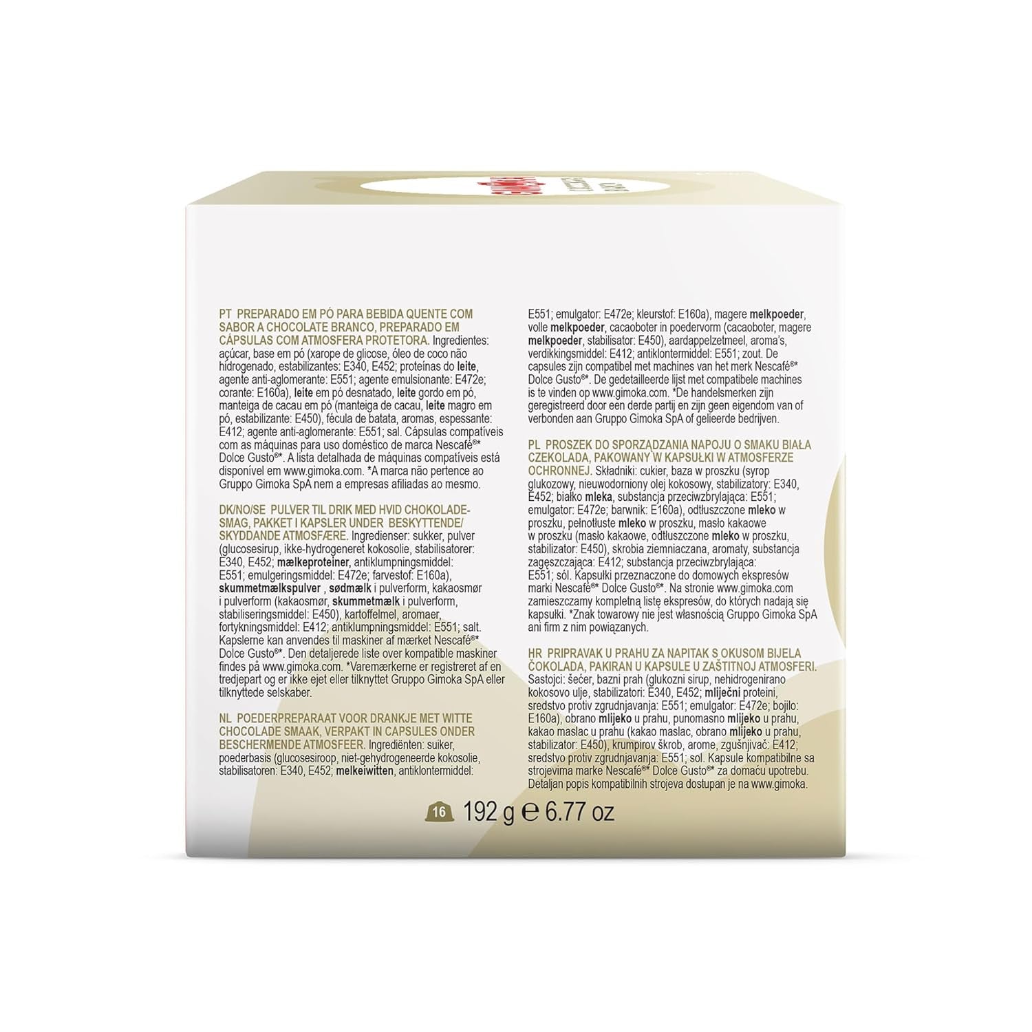 Gimoka Kaffeekapseln, Geschmack WEISSE SCHOKOLADE - 48 Kapseln Kompatibel mit Kaffeemaschinen der Marke Nescafè* Dolce Gusto*, 48 Stück (3 x 16 Getränke), Hergestellt in Italien