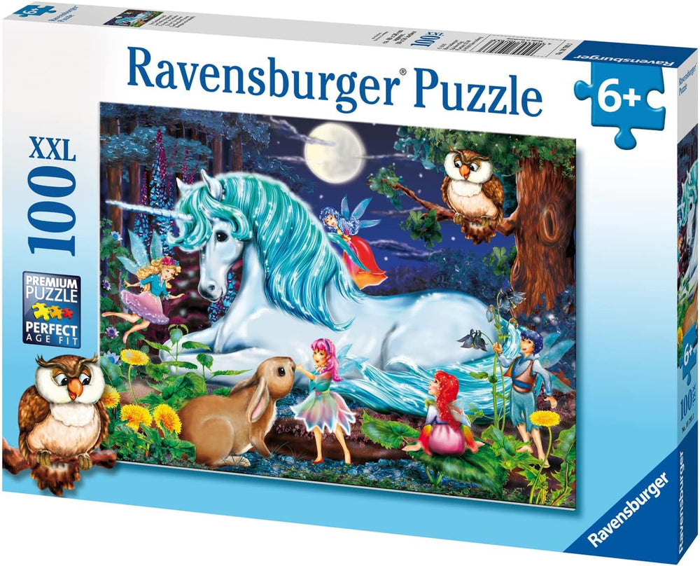 Puzzle dla dzieci Ravensburger - 10793 W zaczarowanym lesie - Puzzle Jednorożec dla dzieci od 6 lat, zawierające 100 elementów w formacie XXL Puzzle Naty Shop
