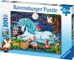 Puzzle dla dzieci Ravensburger - 10793 W zaczarowanym lesie - Puzzle Jednorożec dla dzieci od 6 lat, zawierające 100 elementów w formacie XXL Puzzle Naty Shop