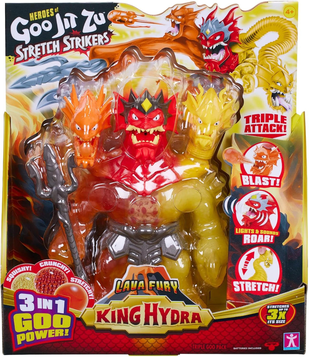 Heroes of Goo Jit Zu BANDAI CO42948 Figura de acțiune, cel mai puternic erou, regele Hydra are cu forțele sale de lavă furie în 25 cm, multicolor Action figures Naty Shop