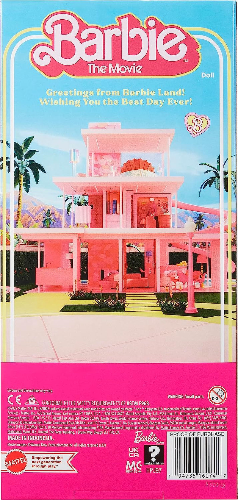 Barbie: film dla fanów filmów o lalkach, lalka Ken, lalka kolekcjonerska z deską surfingową i tenisówkami, ruchome ciało, włosy w kolorze platynowego blond, odpowiednia jako prezent dla 3-letnich dzieci, lalki HPJ97 Naty Shop