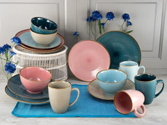 CreaTable, 22506, seria COSY DAY, set de veselă cu 16 piese pentru 4 persoane, serviciu combinat din gresie, potrivit pentru mașina de spălat vase și cuptorul cu microunde, producție de calitate