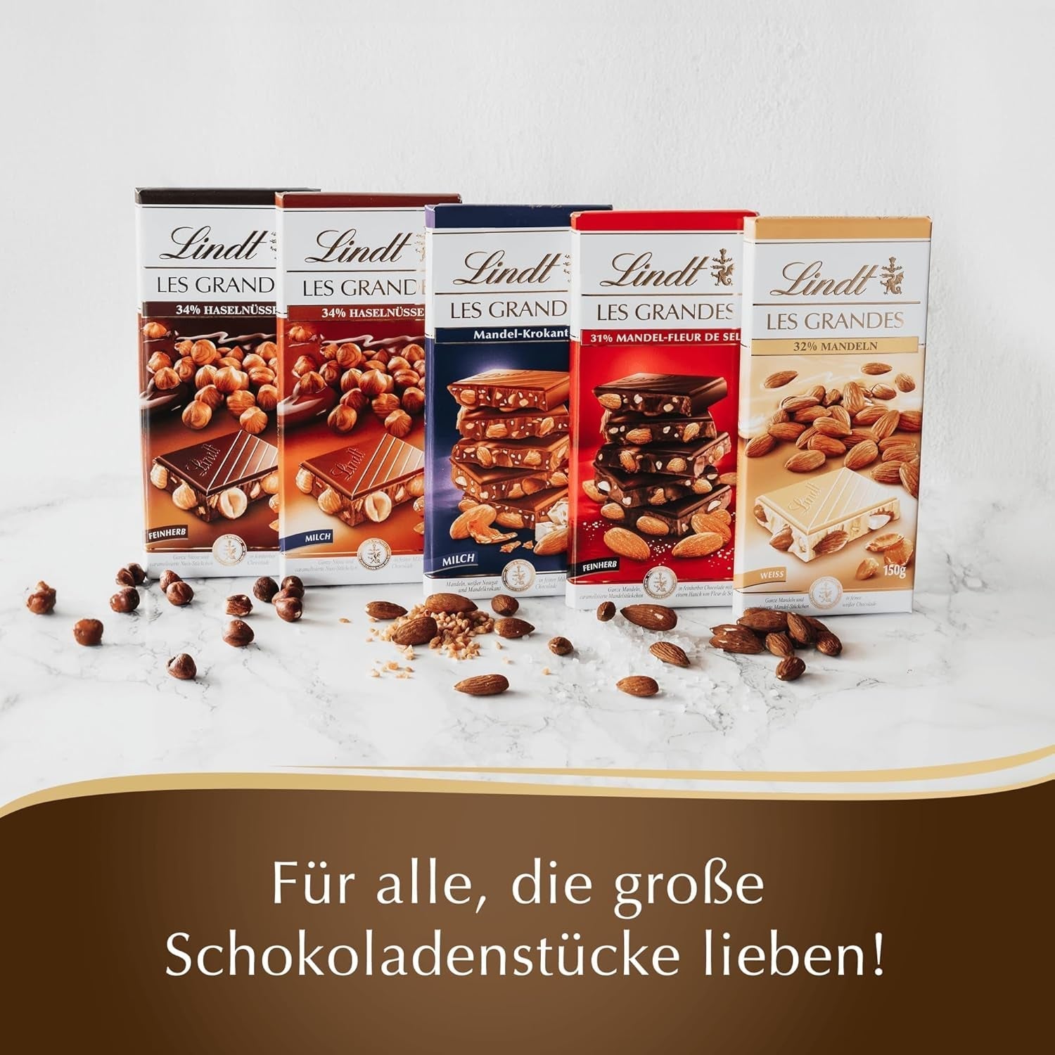 Lindt Chocolate Les Grandes Hazelnut Milk, 150 grame Bomboane de Ciocolata Naty Shop