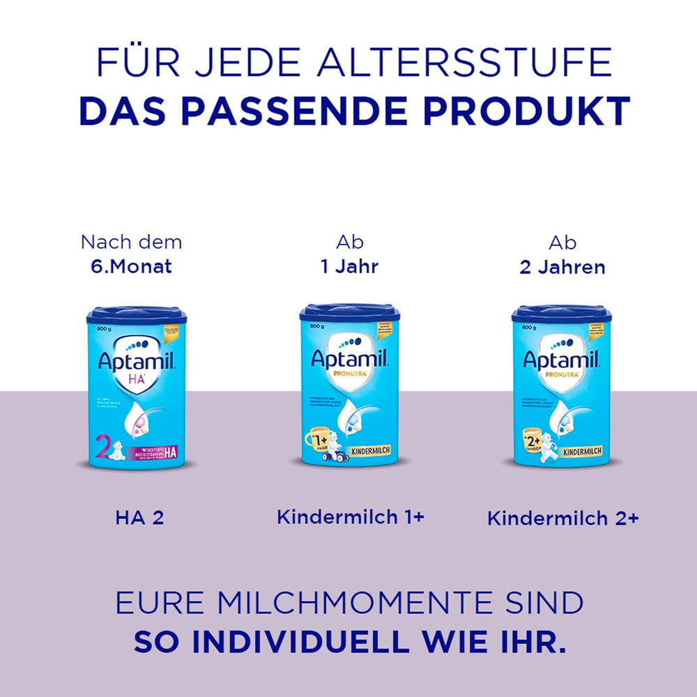 Aptamil HA 1 – Anfangsmilch von Geburt an, Mit DHA, Nur Lactose, Ohne Palmöl, Babynahrung, Milchpulver, 1x 800 g (Packung mit 4)