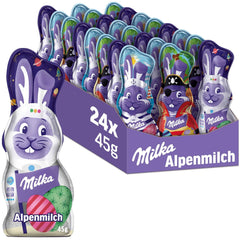 Milka Smiling Bunny Alpine Milk Design Edition - Wielkanocna czekolada w 3 różnych wzorach - 24 x 45g