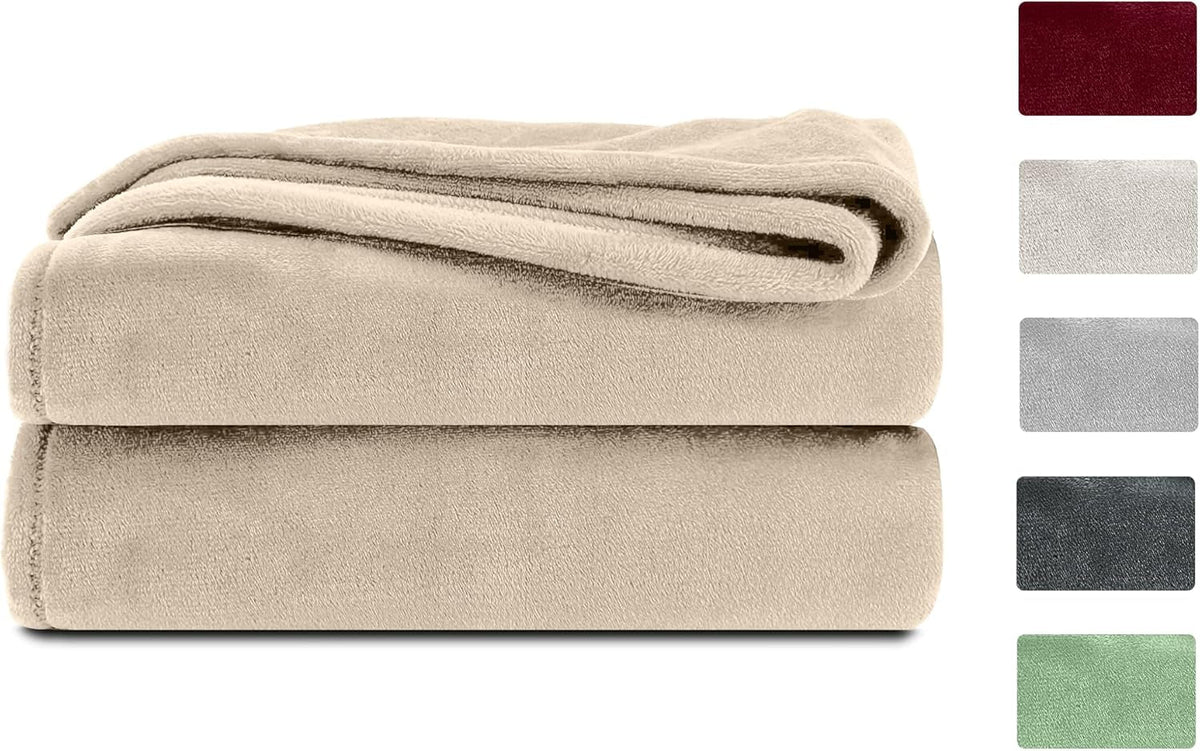 Puszysty koc Komfortec, wygodny koc, koc polarowy, certyfikat Oeko-Tex, super miękki, 150X200 Cm, 260 G/M², beżowy Łóżka i koce Besuche den Komfortec-Store Beżowy 150 X 200 Cm