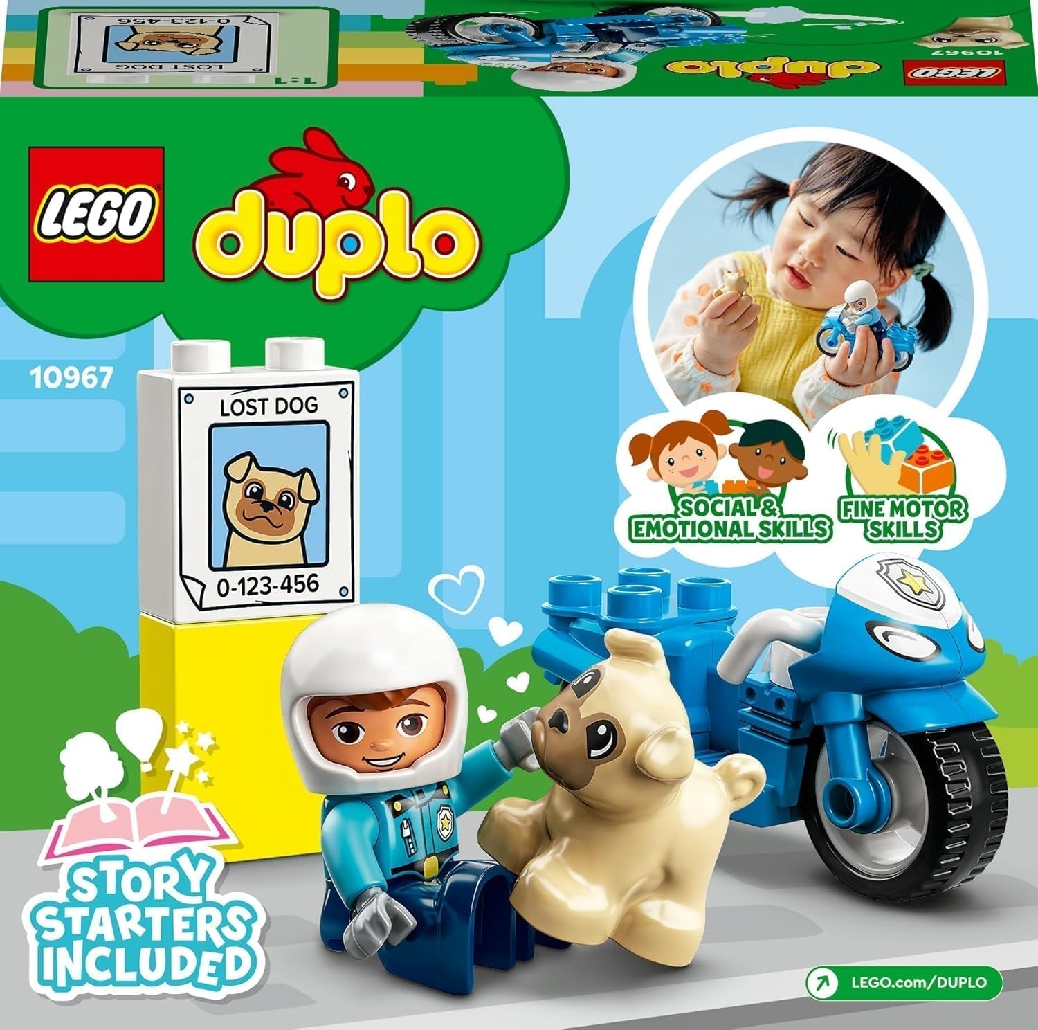 LEGO 10967 Policyjny motocykl DUPLO, Zabawka policyjna dla małych dzieci od 2 lat, Idealna zabawka rozwijająca zdolności motoryczne dla niemowląt, Zabawkowy motocykl Zestawy do budowania Besuche den LEGO-Store