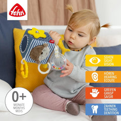 Fehn Activity Cube Otter - Jucărie pentru activități motorii cu elemente de prindere suspendate - Pentru bebeluși și copii mici de la 0+ luni - Dimensiuni: 10 x 10 cm Jucarii Bebe Naty Shop