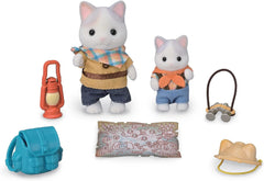 Sylvanian Families - 5763 Dwie figurki Adventure Explorer Set Mleczny kot Ojciec Chłopiec Figurka zwierzątka Szczegółowa zabawka dla 3 lat Naty Shop Dolls