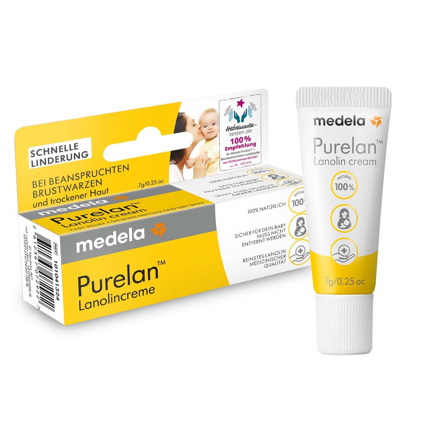 Medela Purelan 37 G Lanolincreme – Schnelle Hilfe Bei Beanspruchten Brustwarzen Und Trockener Haut – 100 % Natürlich, Hypoallergen, Dermatologisch Getestet Und Frei Von Duftstoffen Akcesoria Żywność i karmienie piersią Bebe Naty Shop Brustwarzencreme 7G