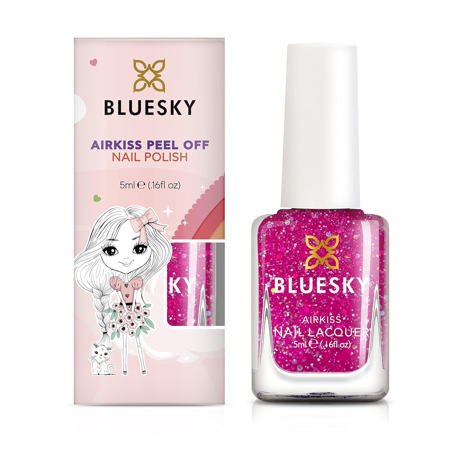BLUESKY Kids Nail Polish - Zdzieralny lakier do paznokci na bazie wody, bez rozpuszczalników, łatwy do usunięcia, 5 ml (Czas dyskoteki)