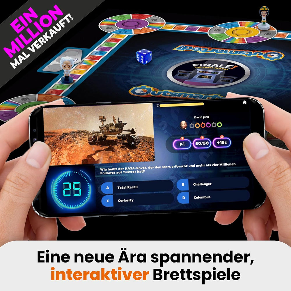 Outsmarted – cyfrowa gra planszowa Quiz | Dzieci, młodzież i dorośli | Noc gier nowej generacji dla rodziny i przyjaciół | 2–24 graczy | Wiek 8+ | Ponad 10 000 pytań