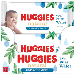 Huggies Naturalnie biodegradowalne chusteczki nawilżane dla wrażliwych dzieci, 8 x 48 chusteczek, opakowanie zbiorcze