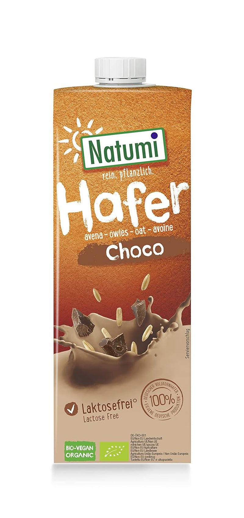 Natumi Bio Haferdrink Glutenfrei, 8 x 1L - Naturland zertifiziert, Laktosefrei, Glutenfrei, Ohne Zuckerzusatz, Bio, Wegańskie, Hergestellt mit deutschem Hafer, Milchfreie milchfreie Alternatywa