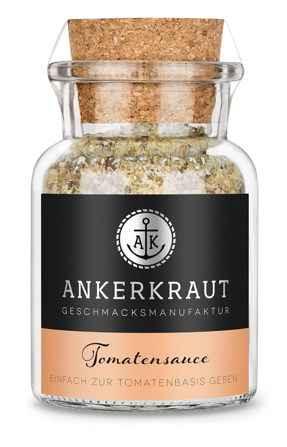 Ankerkraut Tomatensaucen, do makaronu, spaghetti, tortellini i Klassiker aus Italien, Lecker zu Hause cochen, Mischung würzender Ingredient für Tomatenmark, 100 g w szkle korkowym