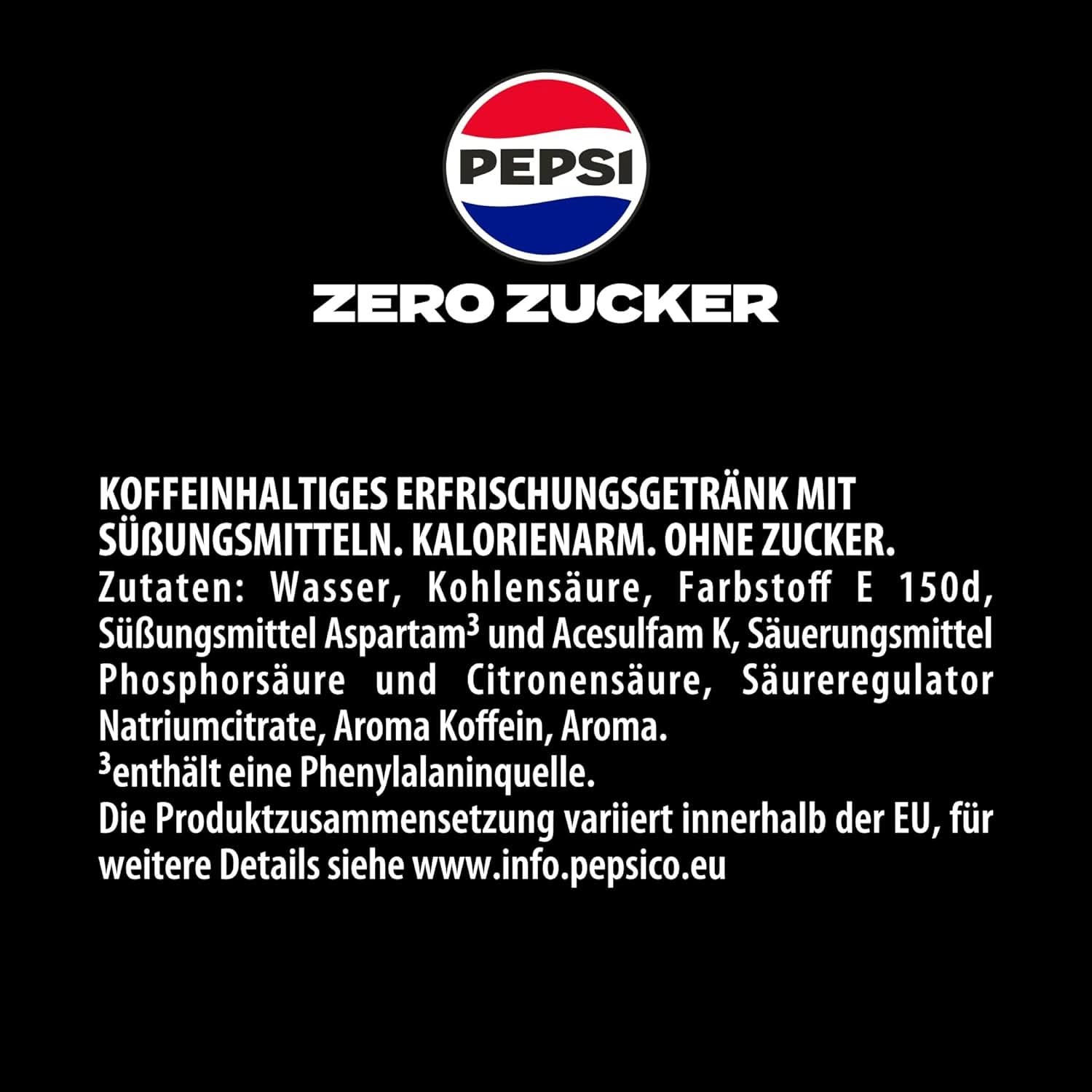 Pepsi Zero Sugar, Napój bez cukru, cola z kofeiną, zestaw 6 x 1,25 litra Napoje bezalkoholowe Naty Shop