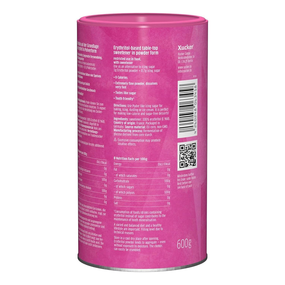 Xucker Cukier puder Erytrytol - Bezkaloryczny zamiennik cukru, 600 gramów Słodziki Naty Shop