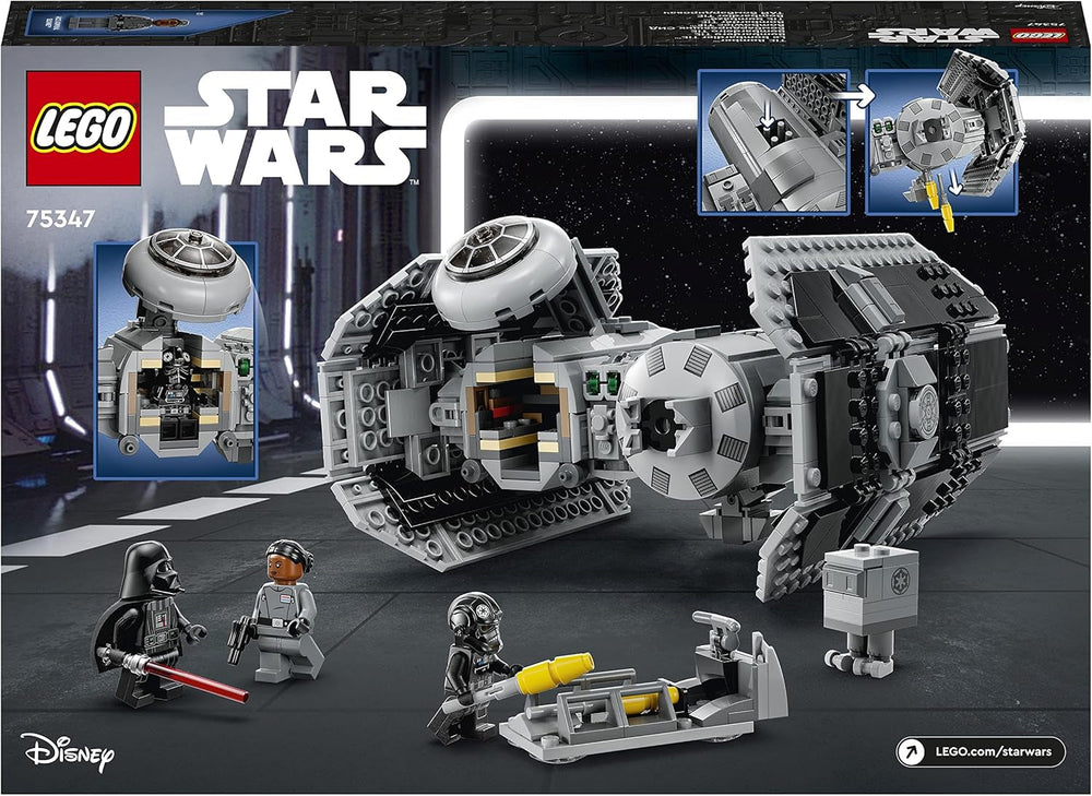 Zestaw LEGO Star Wars Bombowiec TIE z minifigurkami Dartha Vadera z mieczem świetlnym i droidem Gonk, zabawka do zbudowania myśliwca gwiezdnego jako prezent 75347 Zestawy do budowania Besuche den LEGO-Store