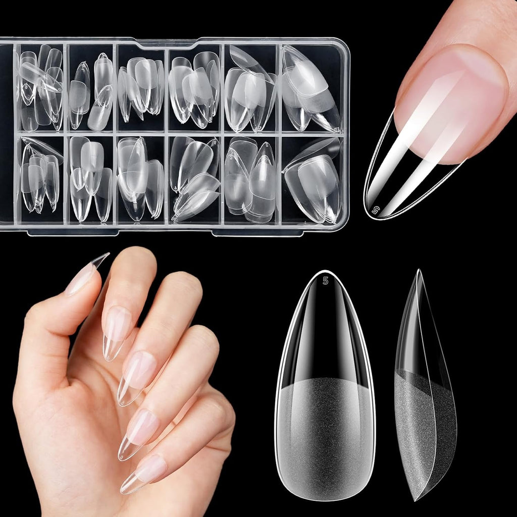 Unghii false scurte, model balerină, 120 bucăți, pentru lipire, 12 dimensiuni, unghii artificiale scurte, gel moale, acoperire completă, vârfuri de unghii pentru unghii cu gel scurte, S